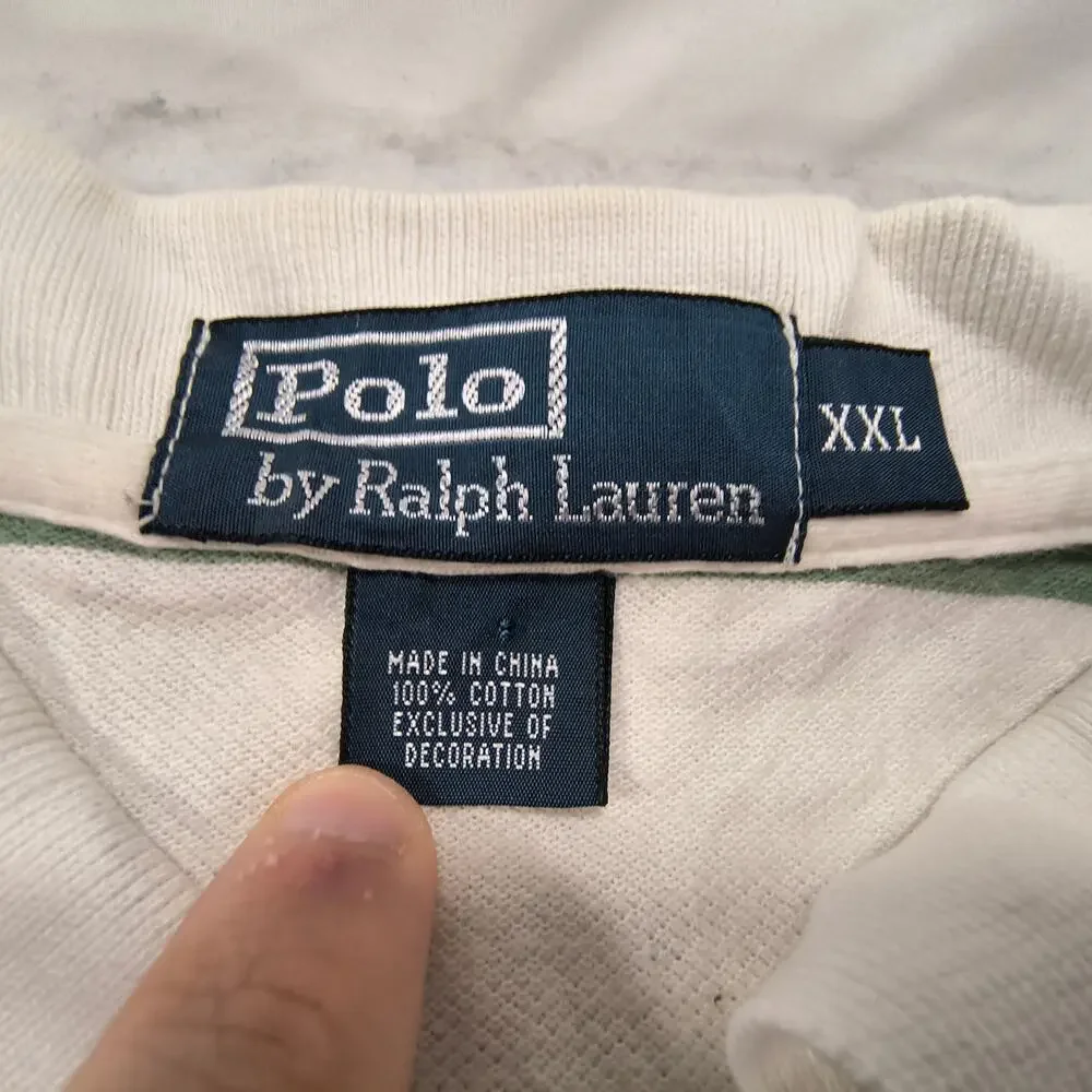 Polo by Ralph Lauren Short Sleeve Collared Polo Shirt Mens Size 2XL White Green